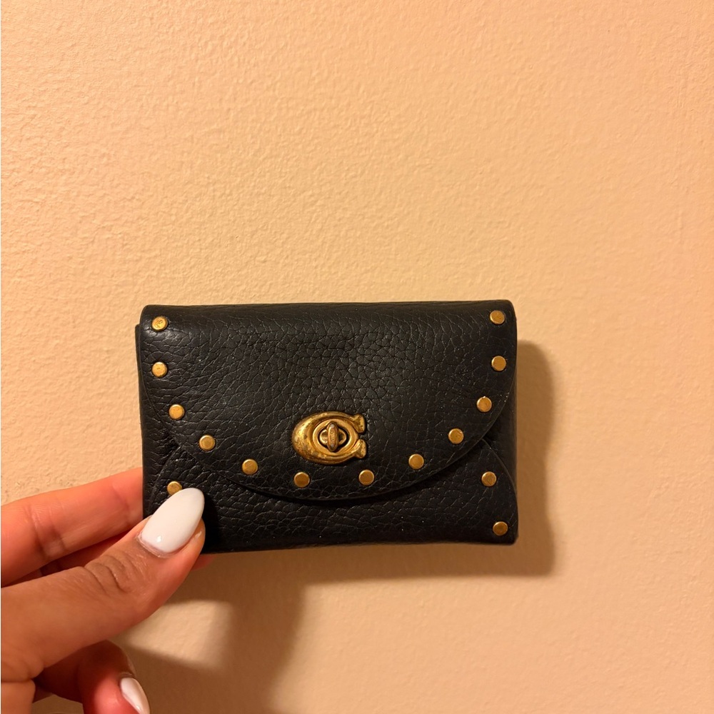 Coach Black Leather Studded Wallet